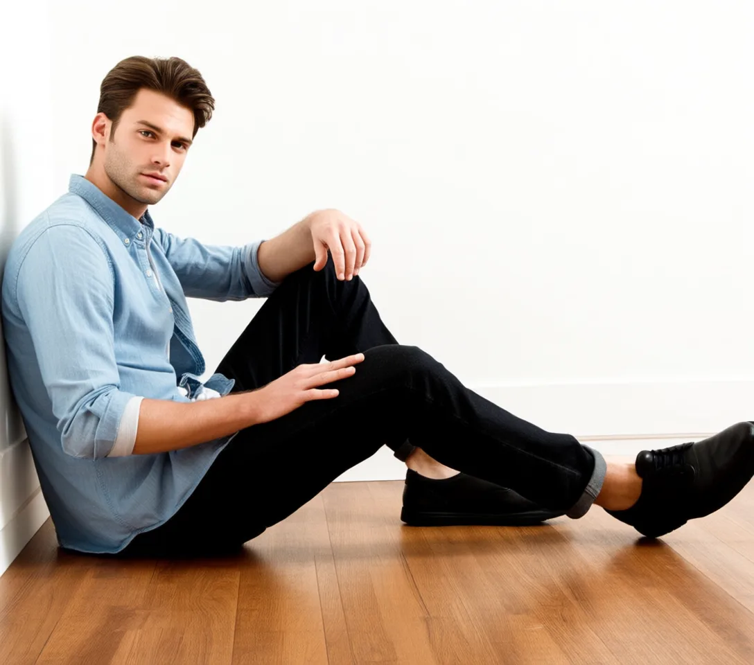Man: Sitting on Floor with Legs Crossed