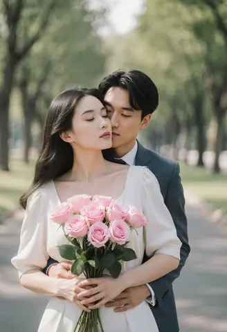 Bride and Groom Embrace