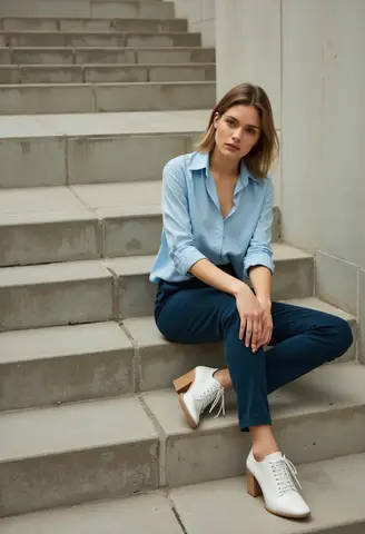 Sitting on Stairs with Folded Legs